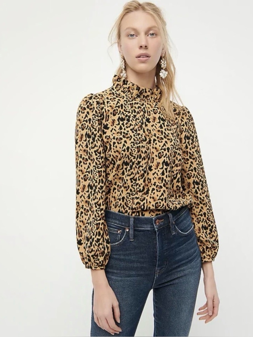 J. Crew Ruffled Neck Long Sleeved Top Size Small